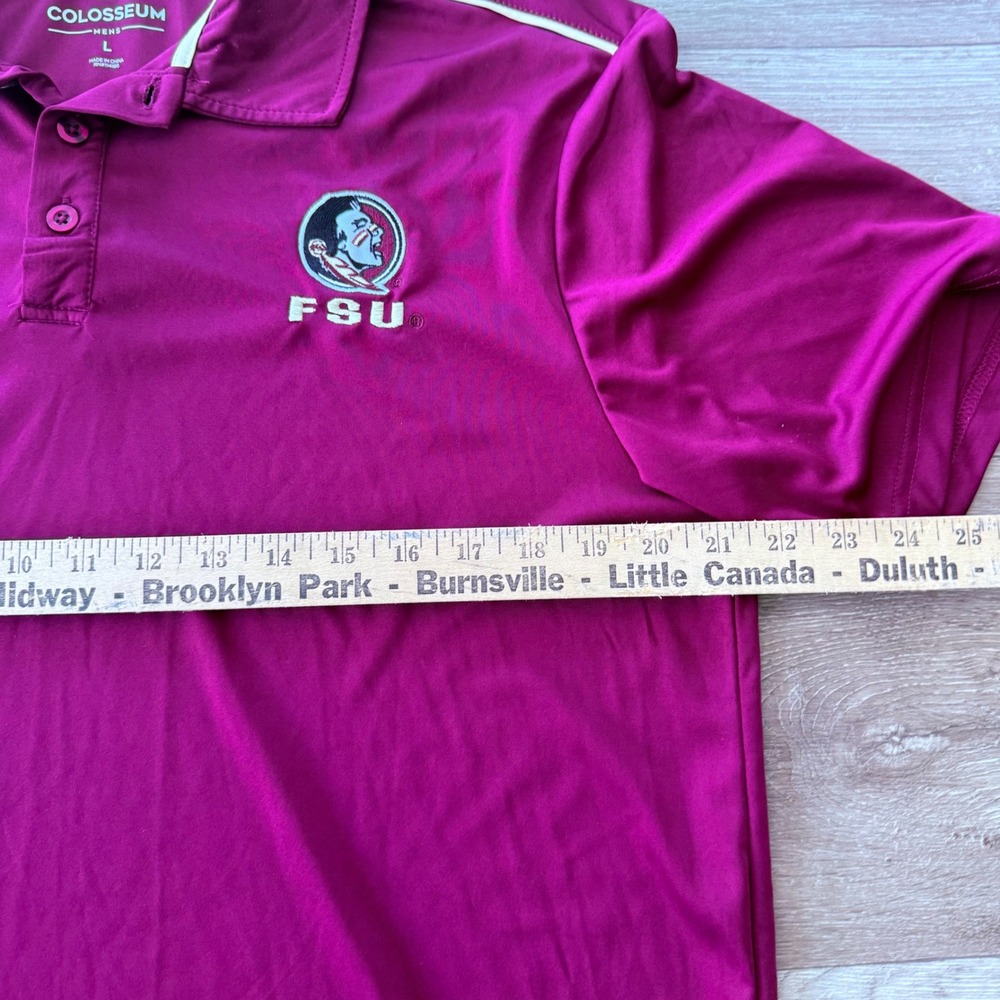 Colosseum Mens Florida State University FSU Polo Shirt Garnet Maroon Large - Picture 3 of 5